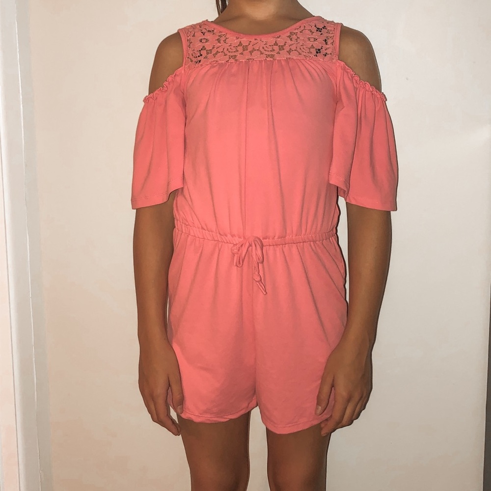 BABY PINK TEE ROMPER WITH FRILLS